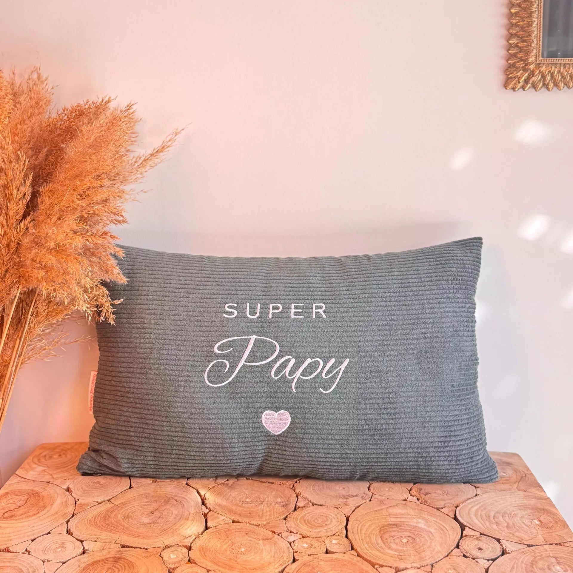 Coussin vert sapin - Super Papy