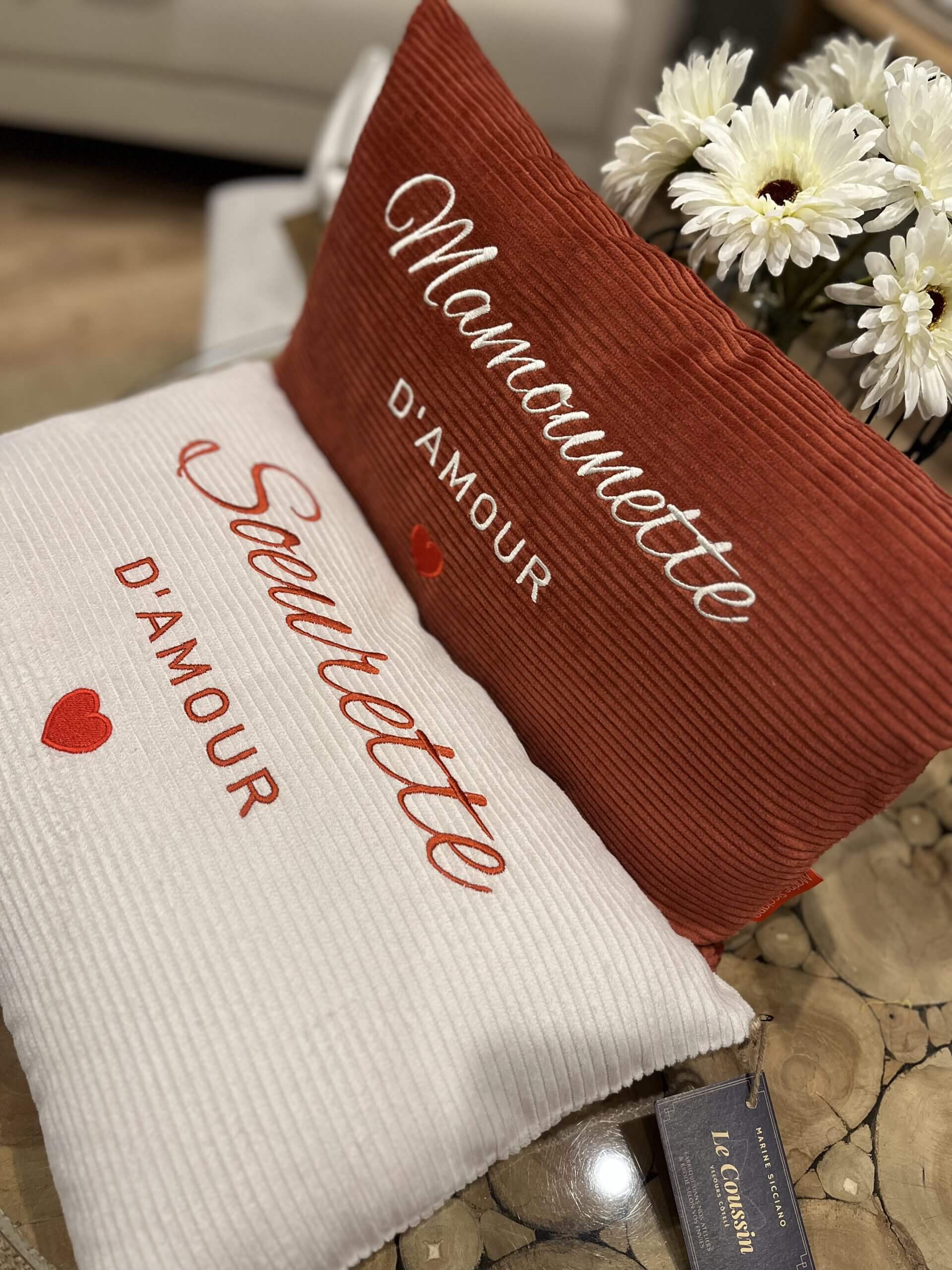 Coussin messages & petit coeur