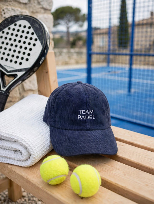Casquette en velours côtelé brodée « Team Padel » – bleu marine