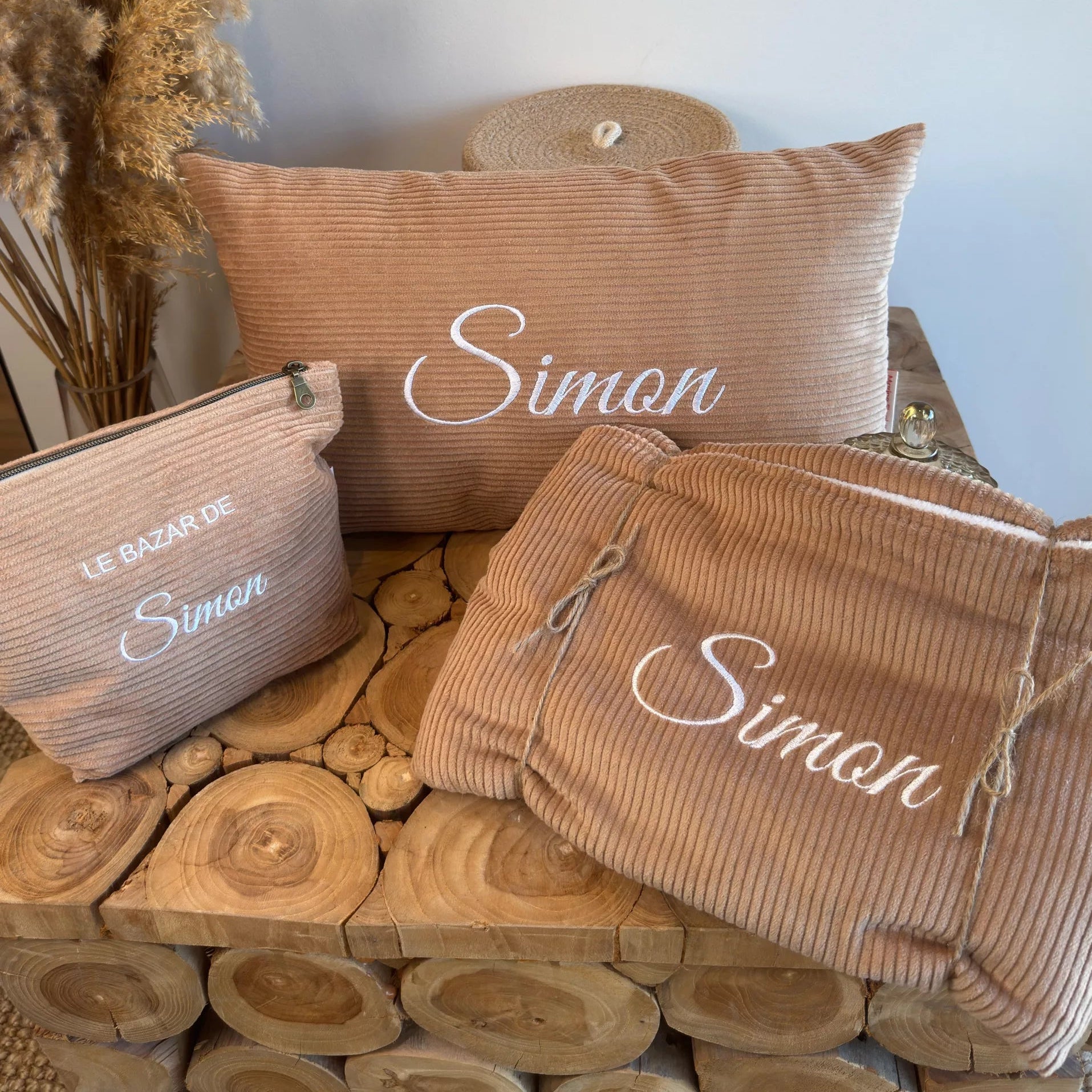 Parure bébé – Plaids + pochette + Coussin Velours