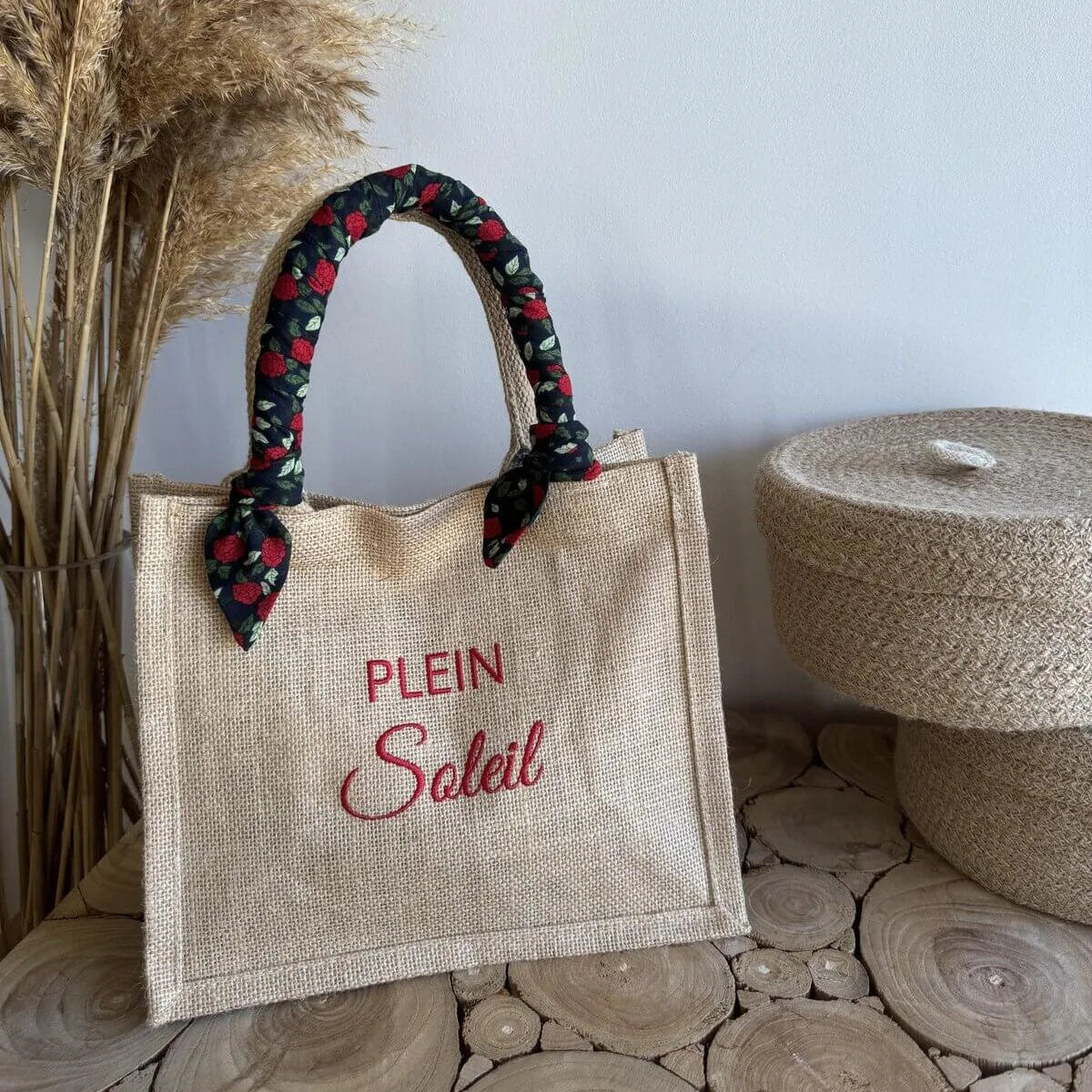 Petit format - Ruban Fleuri - Plein soleil - Broderie bordeaux