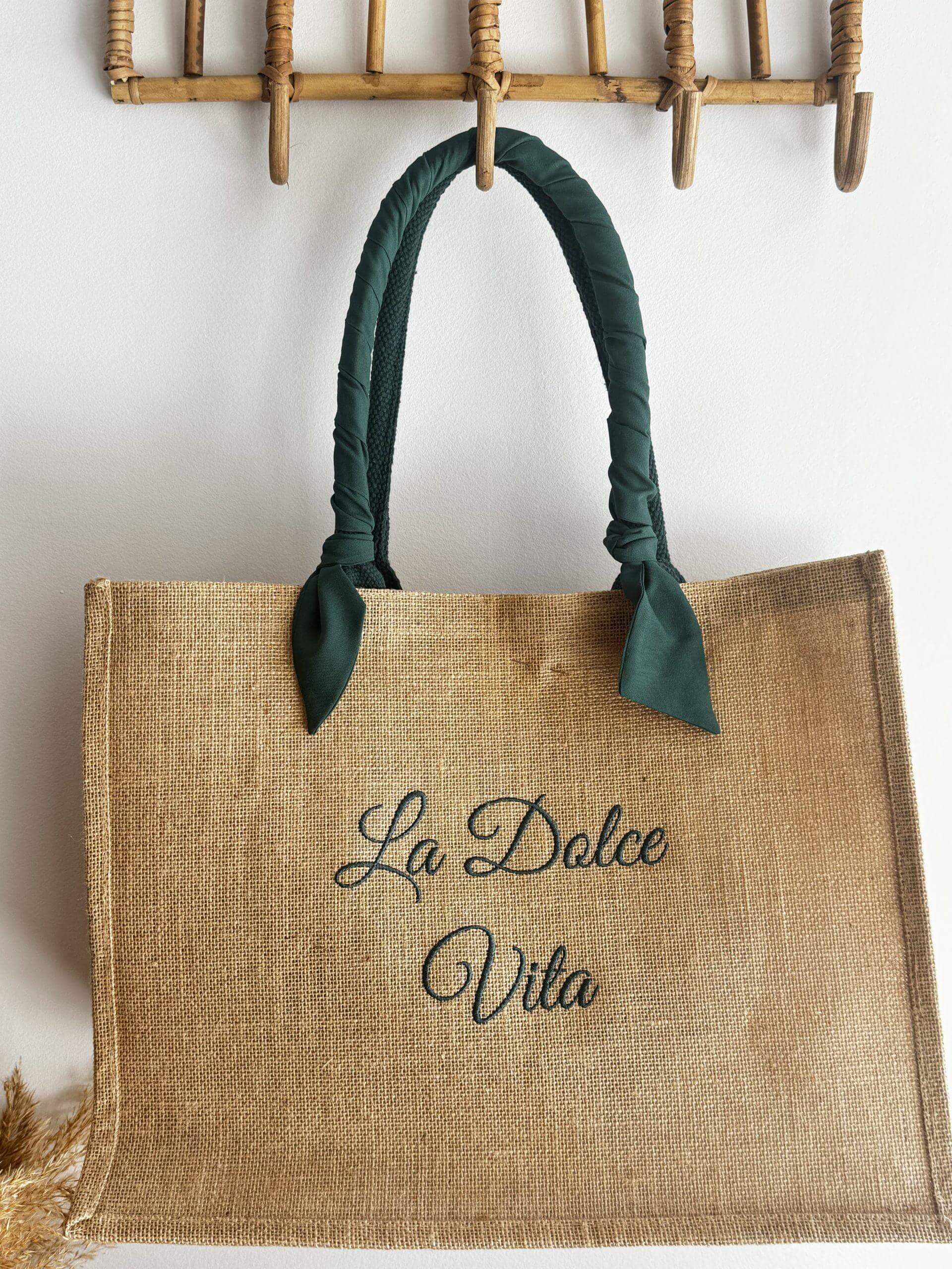 Grand format - Ruban vert sapin - La Dolce Vita - Broderie vert sapin