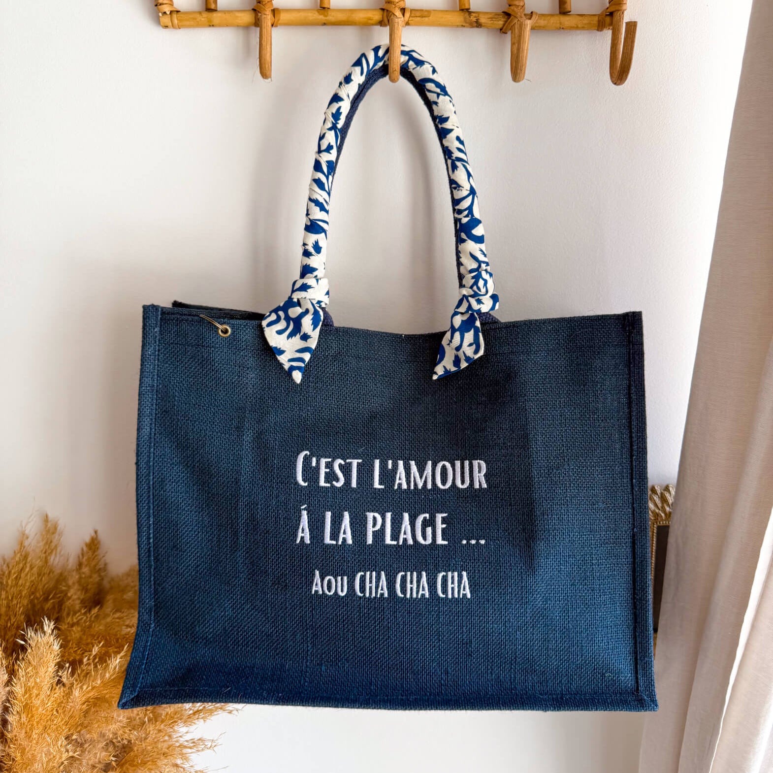 Grand format - Ruban Dolce Vita - C'est l'amour à la plage - Broderie blanche
