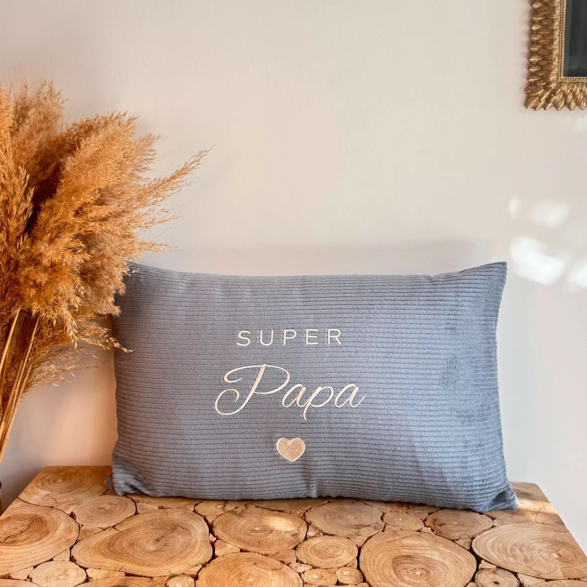 Coussin gris - Super Papa
