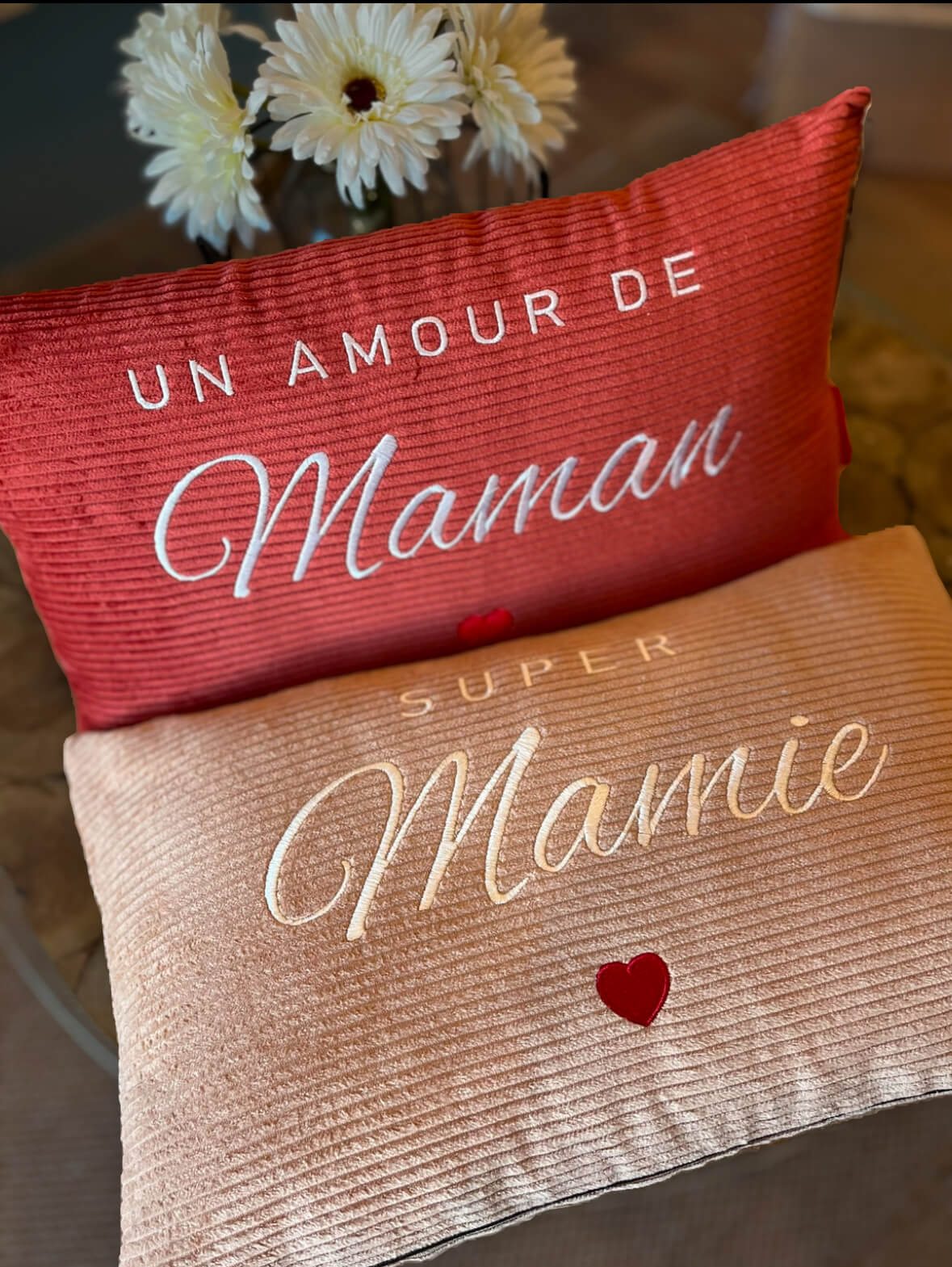 Coussin messages & petit coeur