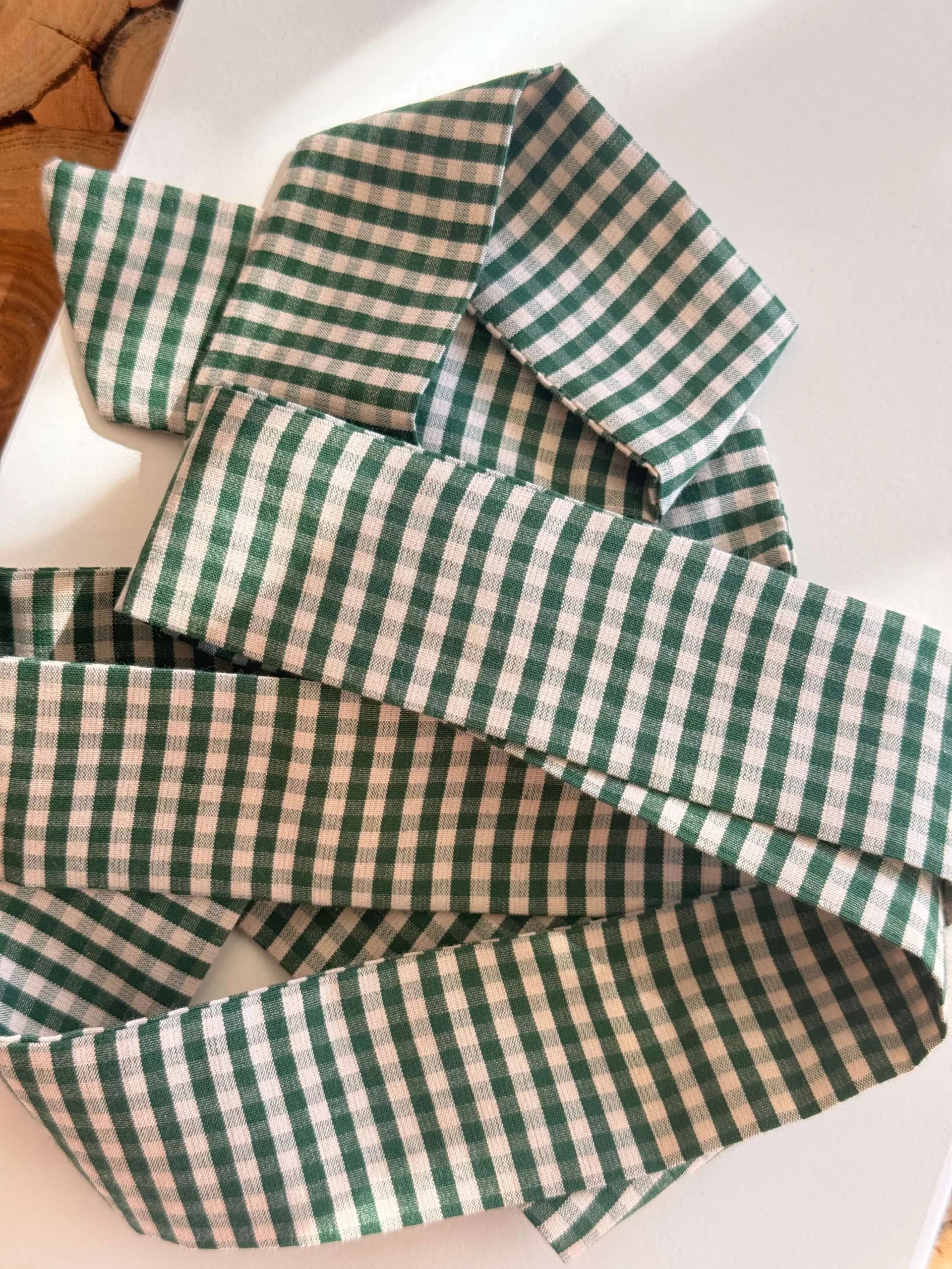 Petit format - Ruban Vichy - La vie est belle - Broderie vert sapin