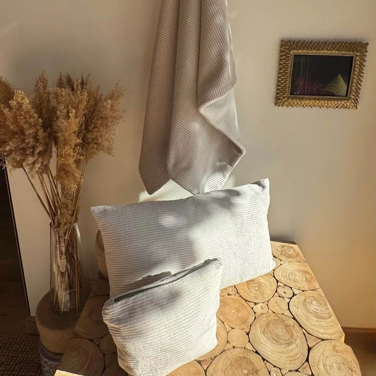 Parure bébé – Plaids + pochette + Coussin Velours