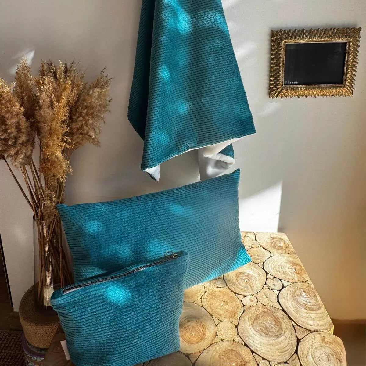 Parure bébé – Plaids + pochette + Coussin Velours